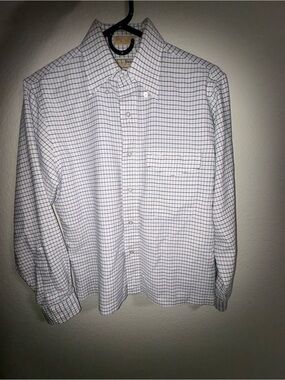 Vintage L.L.Bean Button Down Shirt Mens Medium 15-32 White Blue Plaid Made USA
